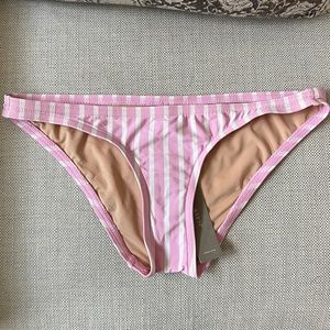Pink and white striped low rise bikini bottom from JCrew. XXS